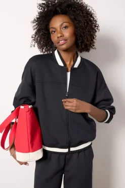 Matching Sets|Blazers & Jackets<EVEREVE Nia Varsity Bomber Black