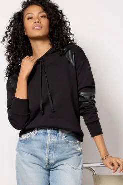 Sweatshirts<EVEREVE Nickie Faux Leather Hoodie Black