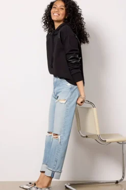 Sweatshirts<EVEREVE Nickie Faux Leather Hoodie Black