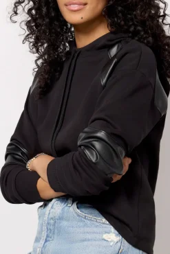 Sweatshirts<EVEREVE Nickie Faux Leather Hoodie Black