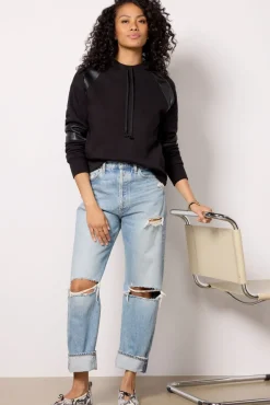 Sweatshirts<EVEREVE Nickie Faux Leather Hoodie Black