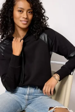 Sweatshirts<EVEREVE Nickie Faux Leather Hoodie Black