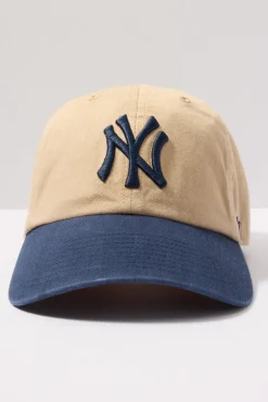 Hats<`47 NY Two Tone Clean Up Baseball Hat Khaki/Navy