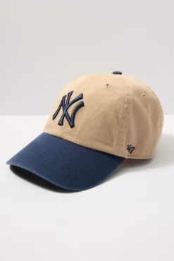 Hats<`47 NY Two Tone Clean Up Baseball Hat Khaki/Navy