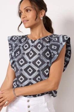 Tops & Tees<EVEREVE Oaklynn Eyelet Top Blue