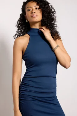 Dresses<MICHAEL STARS Olivia Halter Dress Navy