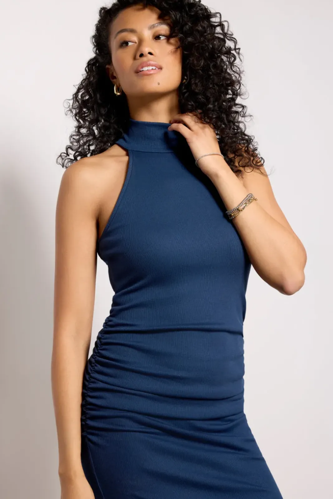Dresses<MICHAEL STARS Olivia Halter Dress Navy