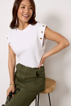 Tops & Tees<NATION LTD Oran Grommet Muscle Tee Opticwhite