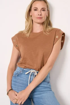 Tops & Tees<NATION LTD Oran Grommet Muscle Tee Tobacco