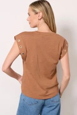 Tops & Tees<NATION LTD Oran Grommet Muscle Tee Tobacco