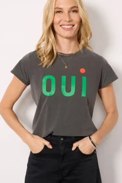 Tops & Tees<CLARE V. Oui Classic Tee Fadedblack