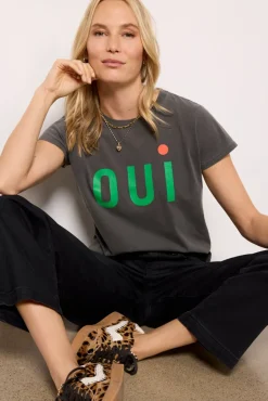 Tops & Tees<CLARE V. Oui Classic Tee Fadedblack