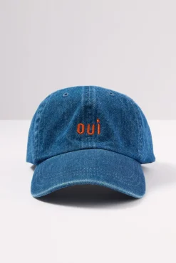 Hats<CLARE V. Oui Denim Baseball Hat Denim/Poppy
