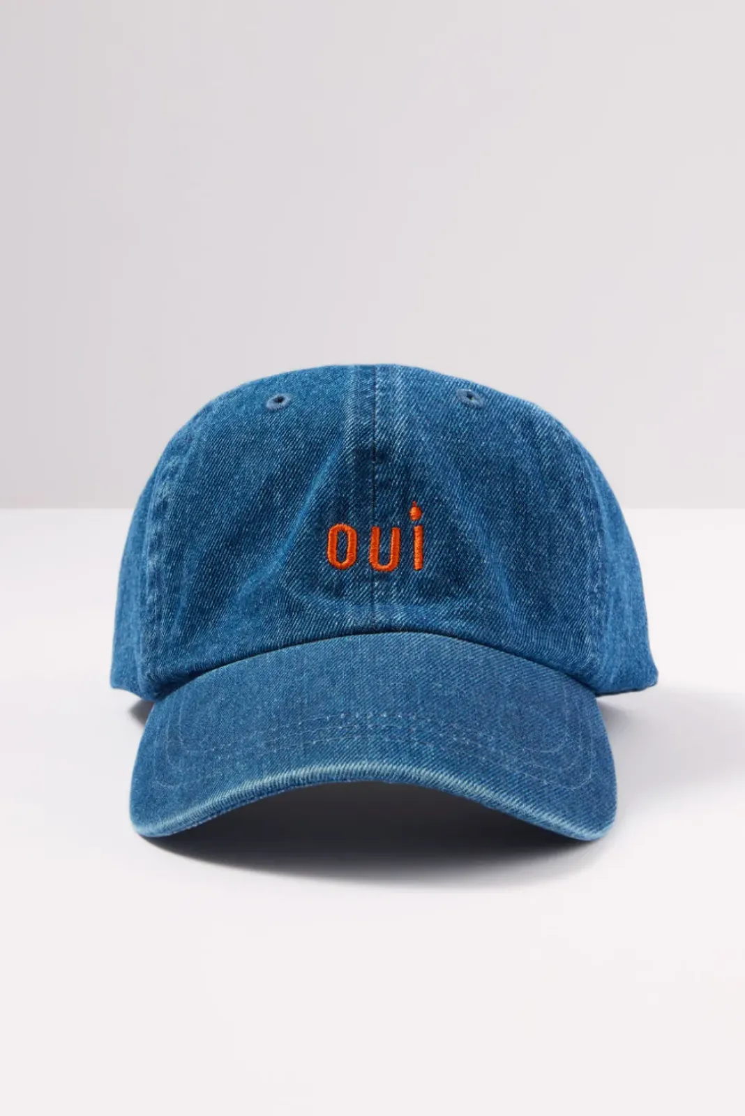 Hats<CLARE V. Oui Denim Baseball Hat Denim/Poppy