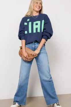 Sweatshirts<CLARE V. Oversized Sweatshirt Navymint