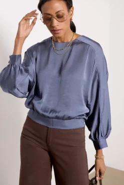 Tops & Tees<EVEREVE Payton Satin Top Greyblue