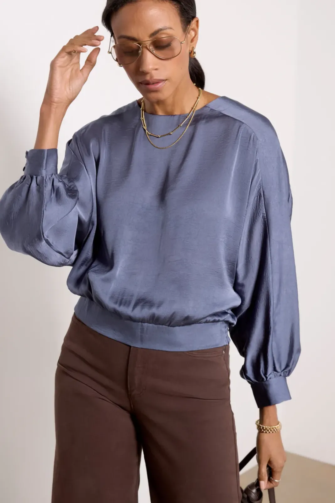 Tops & Tees<EVEREVE Payton Satin Top Greyblue