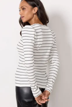 Tops & Tees<EVEREVE Penn Stripe V Neck Top White/Black