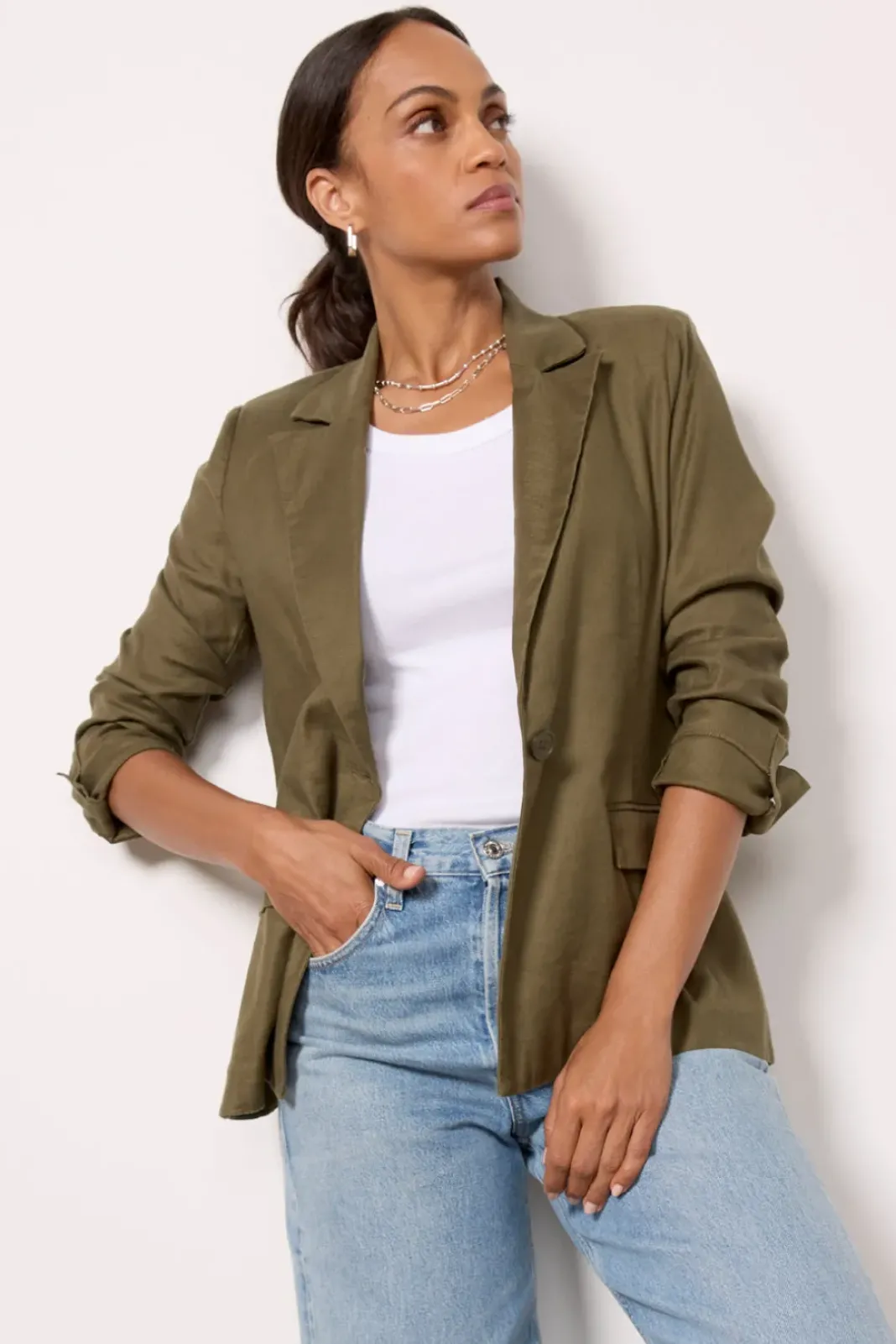 Blazers & Jackets<EVEREVE Perry Linen Blazer Olive