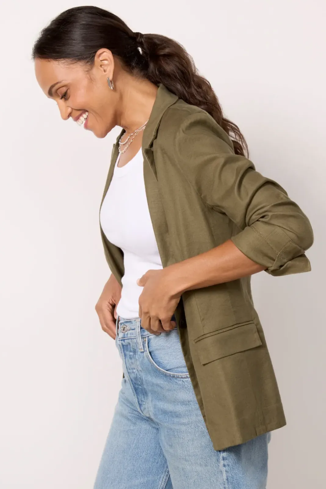 Blazers & Jackets<EVEREVE Perry Linen Blazer Olive
