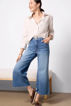 Jeans<KUT FROM THE KLOTH Petite Meg Wide Leg Raw Hem Milestone
