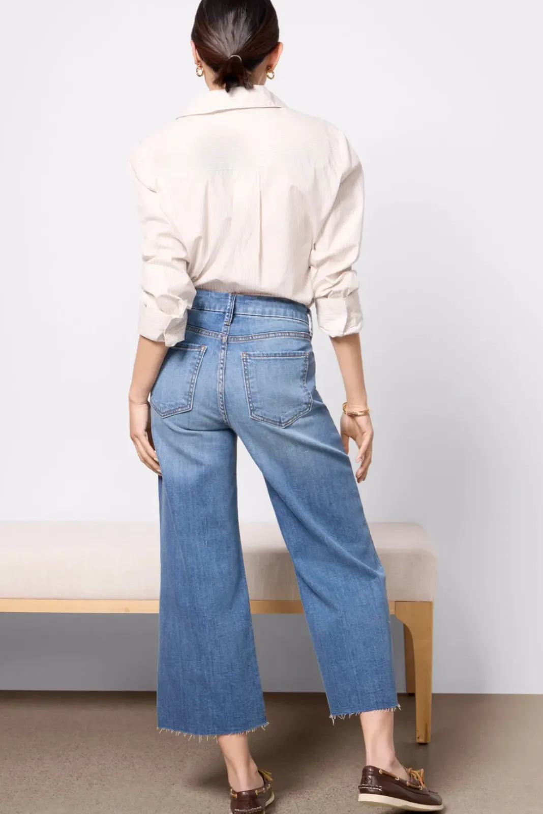 Jeans<KUT FROM THE KLOTH Petite Meg Wide Leg Raw Hem Milestone