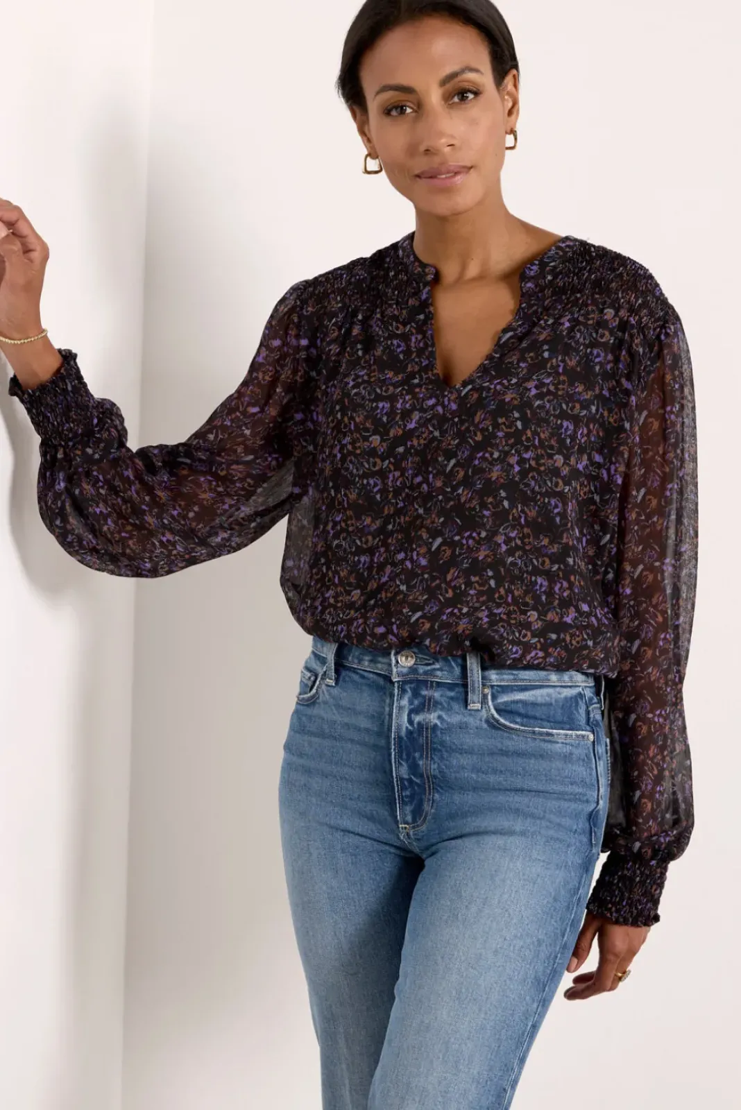 Tops & Tees<EVEREVE Petra Floral Blouse Plummulti