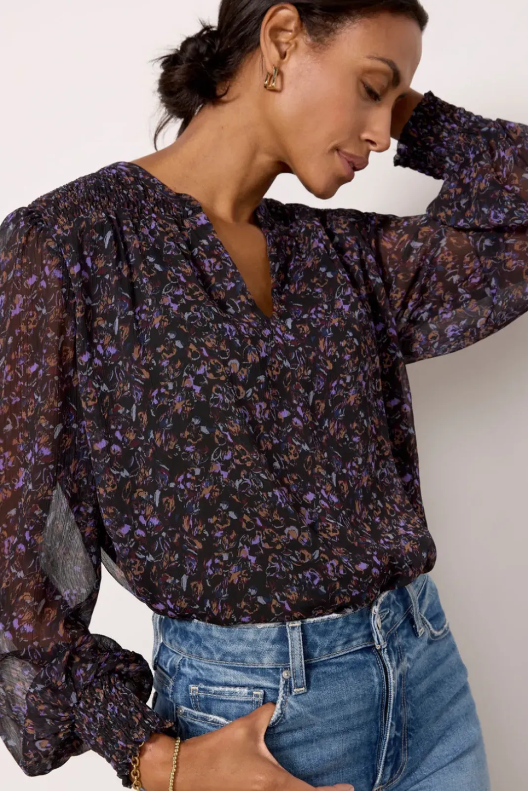 Tops & Tees<EVEREVE Petra Floral Blouse Plummulti