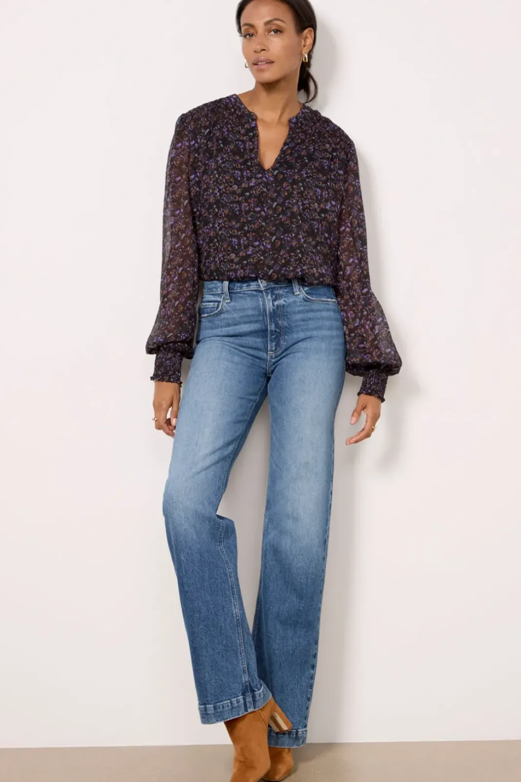 Tops & Tees<EVEREVE Petra Floral Blouse Plummulti