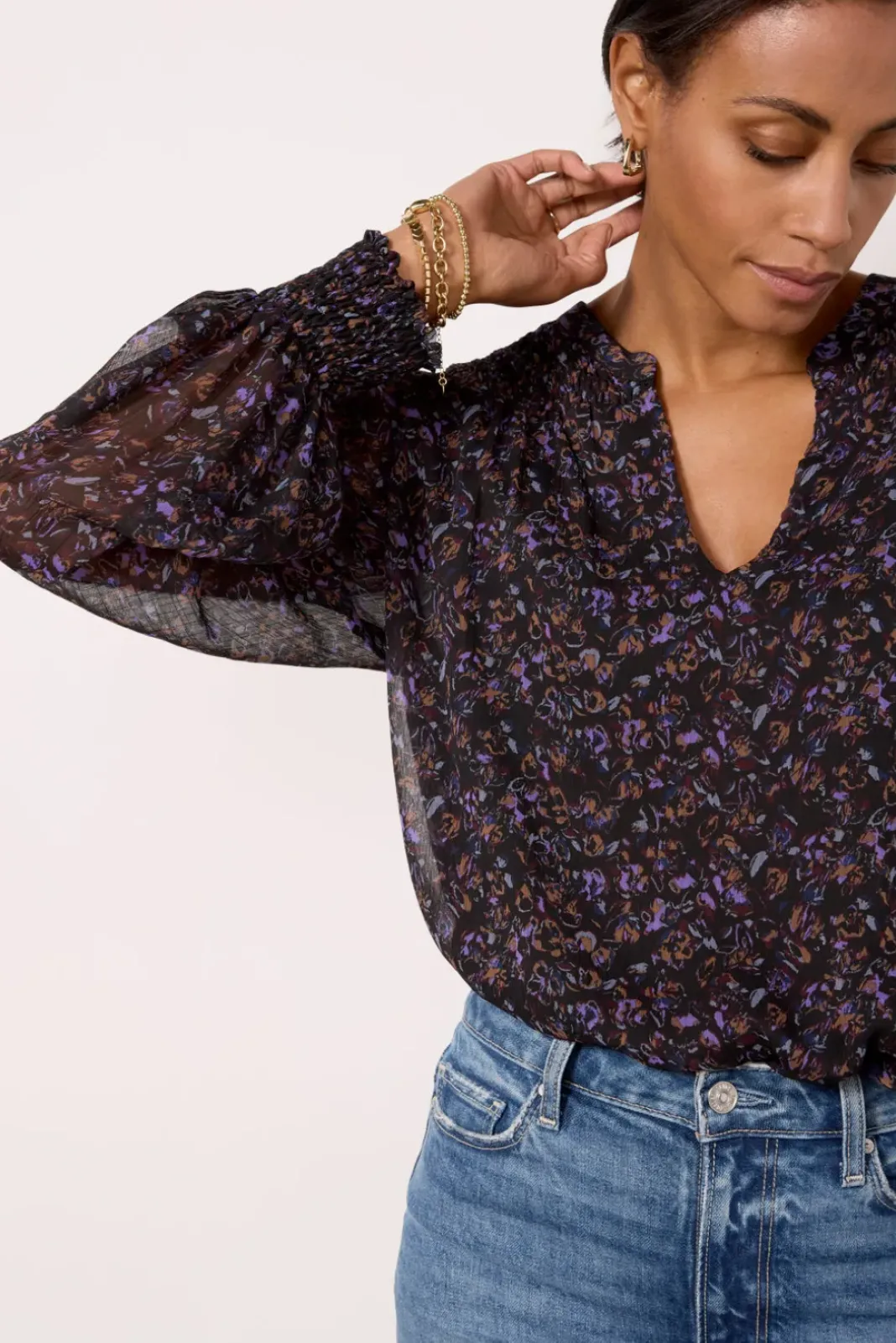 Tops & Tees<EVEREVE Petra Floral Blouse Plummulti
