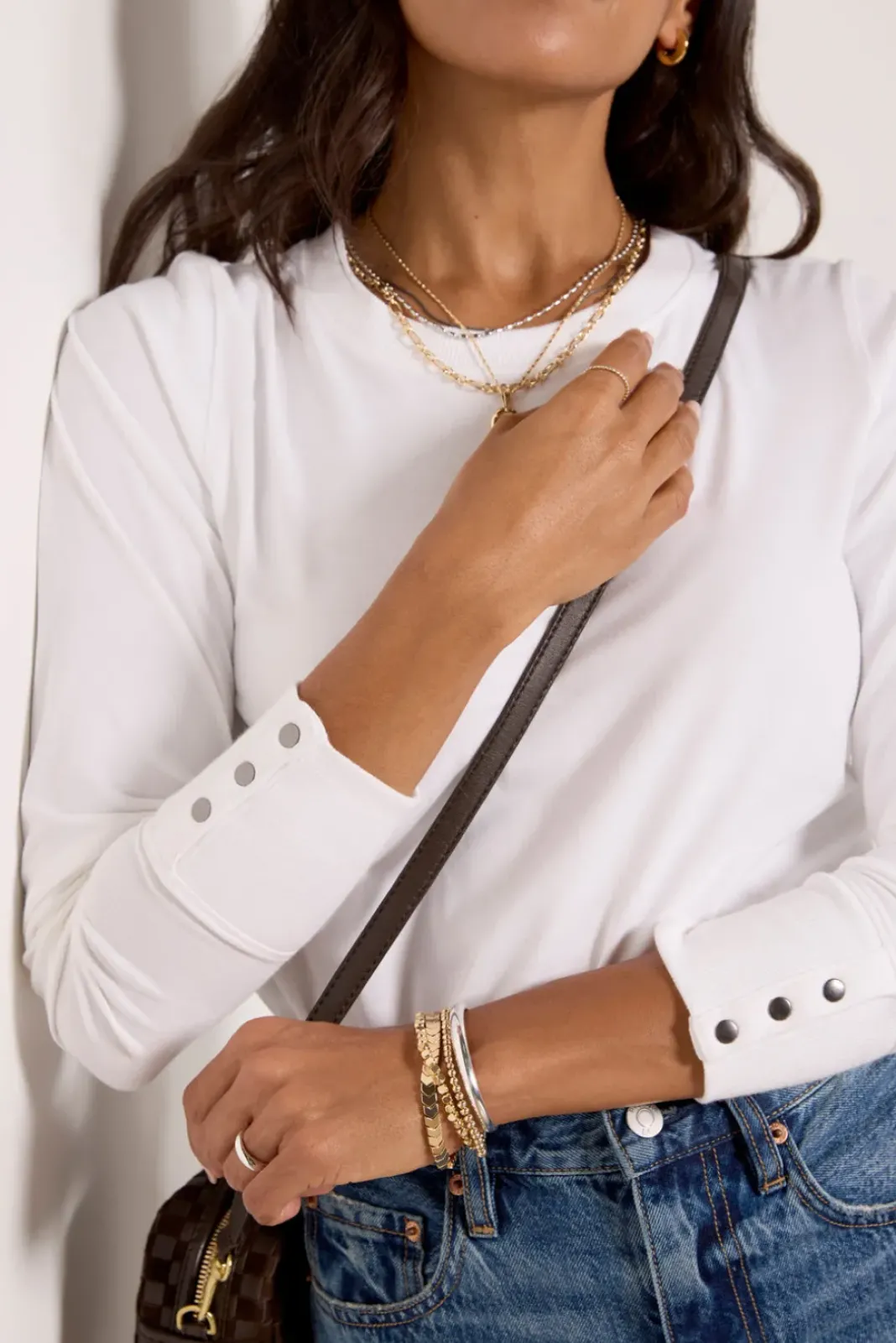 Tops & Tees<EVEREVE Peyton Snap Cuff Tee White