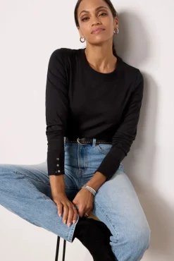 Tops & Tees<EVEREVE Peyton Snap Cuff Tee Black