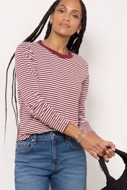 Tops & Tees<EVEREVE Peyton Snap Cuff Tee Winestripe