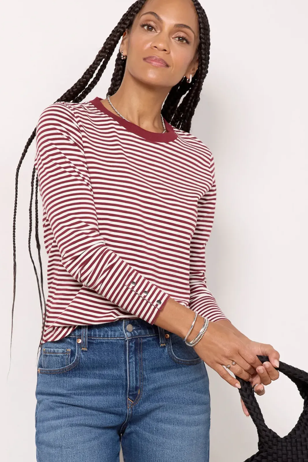 Tops & Tees<EVEREVE Peyton Snap Cuff Tee Winestripe