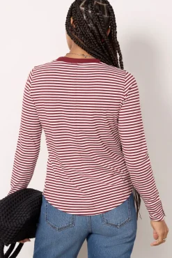 Tops & Tees<EVEREVE Peyton Snap Cuff Tee Winestripe