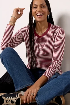 Tops & Tees<EVEREVE Peyton Snap Cuff Tee Winestripe