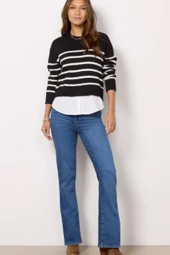 Sweaters<EVEREVE Peyton Two-Fer Black/Whitestripe