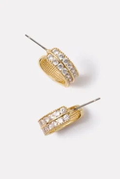 Jewelry<EVEREVE Piers Two Row Pave Earring Gold