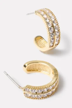Jewelry<EVEREVE Piers Two Row Pave Earring Gold