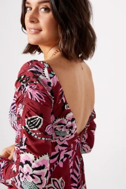 Dresses<FARM RIO Pineapple Inspiration Burgundy V Neckline Maxi Dress Burgandy