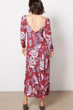 Dresses<FARM RIO Pineapple Inspiration Burgundy V Neckline Maxi Dress Burgandy