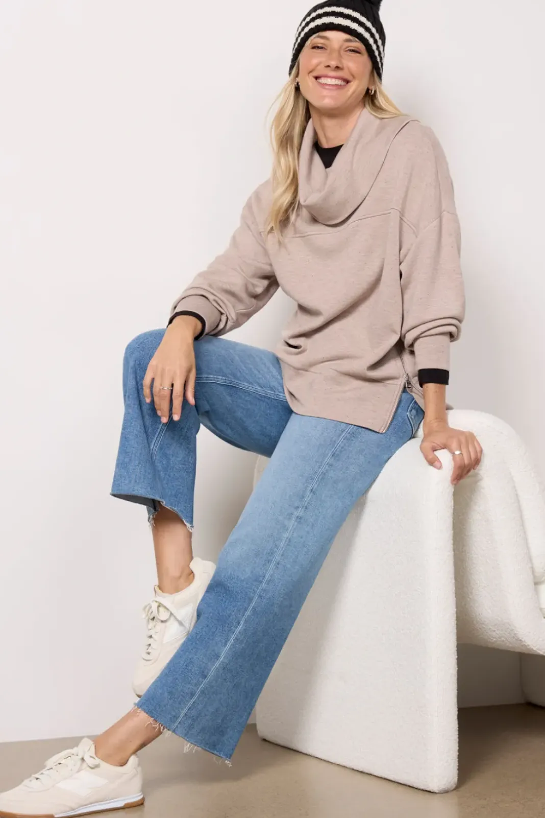 Matching Sets|Sweatshirts<VARLEY Priya Longline Sweatshirt Taupemarlfleck