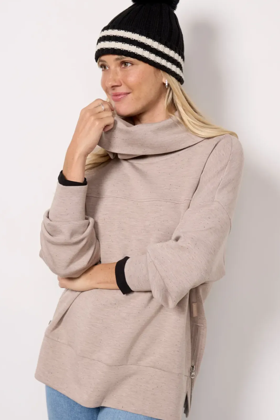 Matching Sets|Sweatshirts<VARLEY Priya Longline Sweatshirt Taupemarlfleck