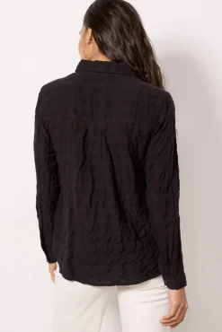 Tops & Tees<CLOTH AND STONE Pucker Check Shirt Black