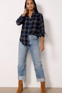 Tops & Tees<CLOTH AND STONE Pucker Plaid Shirt Eveningskyplaid
