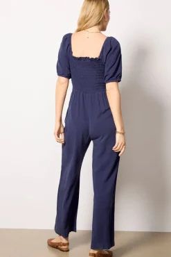 Jumpsuits & Rompers<CLOTH AND STONE Puff Sleeve Belt Tie Jumpsuit Peacoat