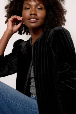 Blazers & Jackets<SANCTUARY Quilted Velvet Jacket Black