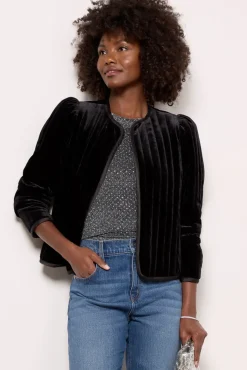 Blazers & Jackets<SANCTUARY Quilted Velvet Jacket Black