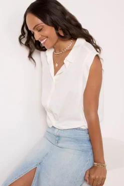 Tops & Tees<EVEREVE Rachel Tencel Top White