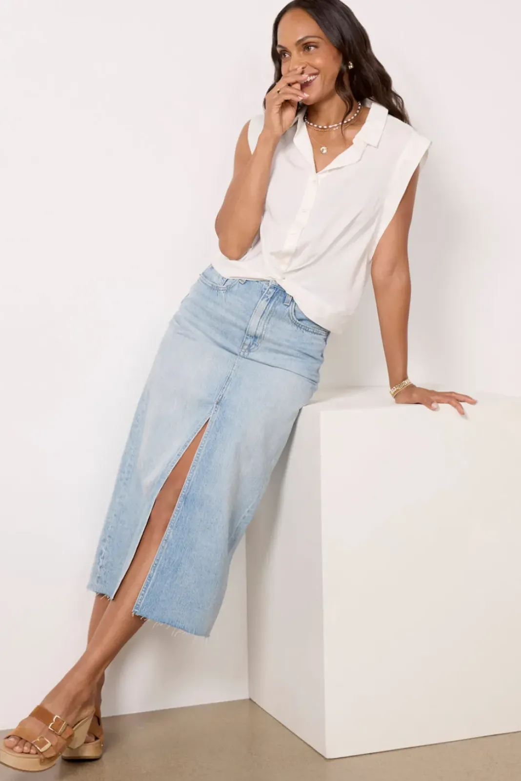 Tops & Tees<EVEREVE Rachel Tencel Top White